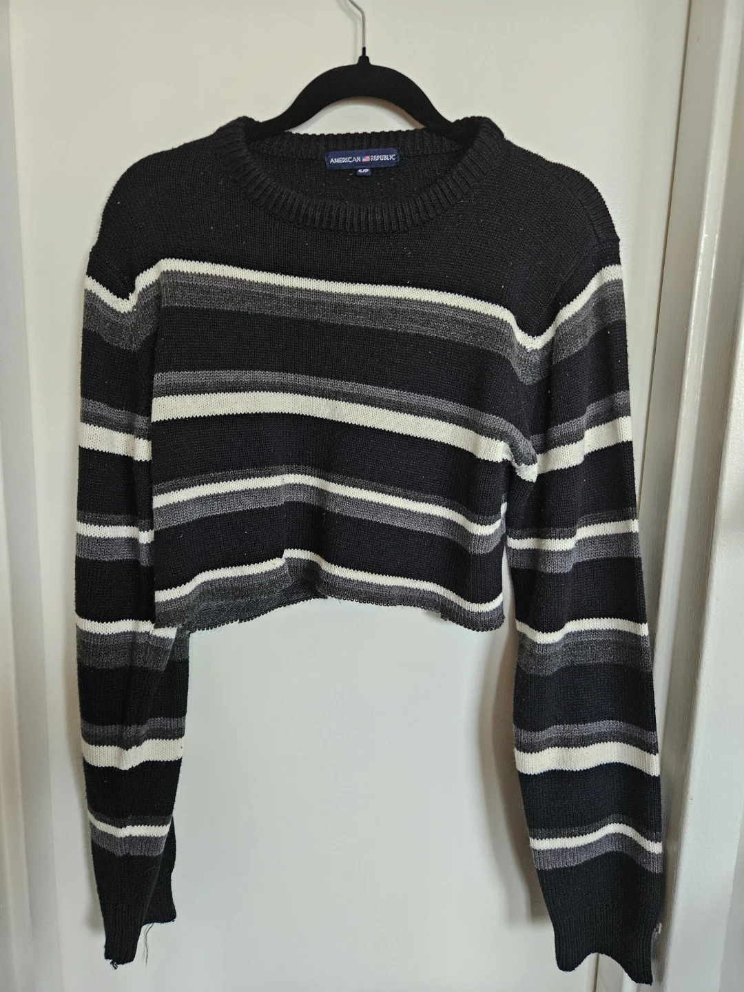 American Republic Striped Cropped Sweater