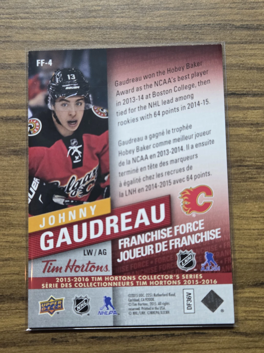 Johnny Gaudreau 2015-16 Tim Hortons Upper Deck Hockey Card - photo 2