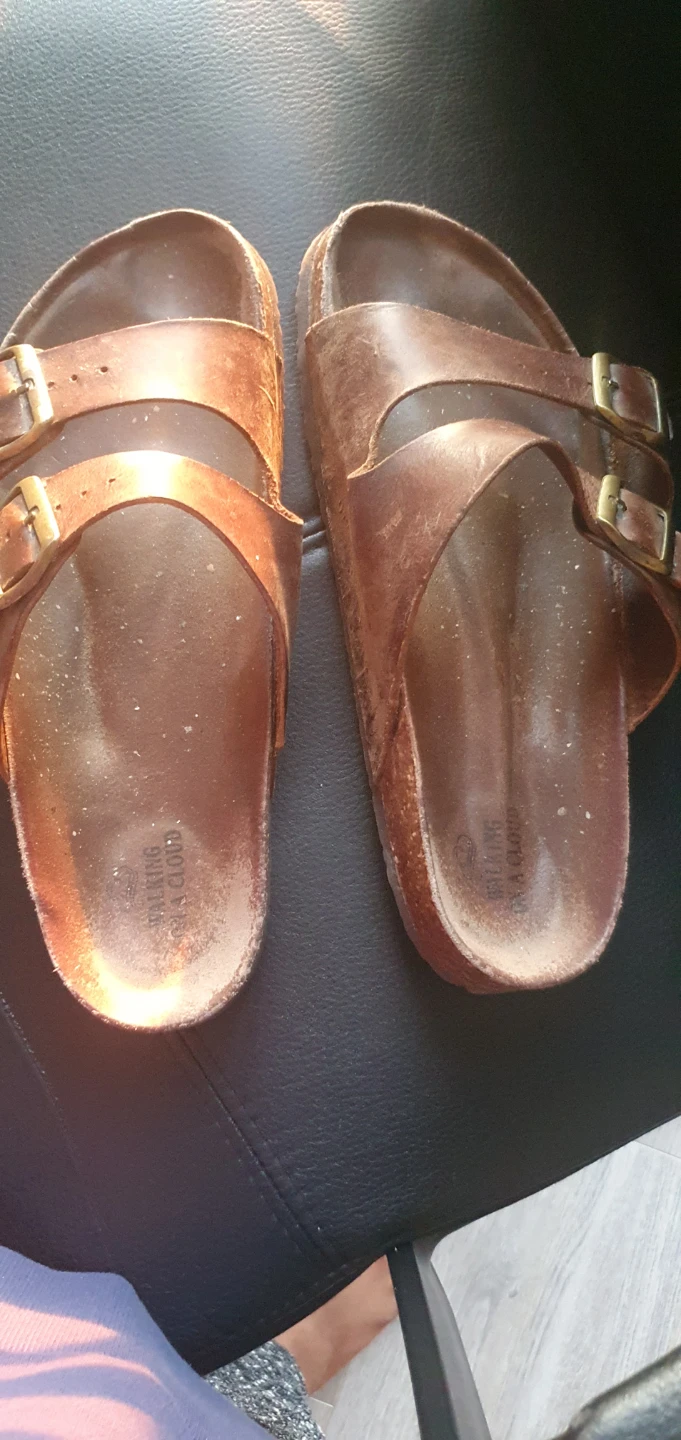 Walking on a Cloud Brown Double Strap Sandals