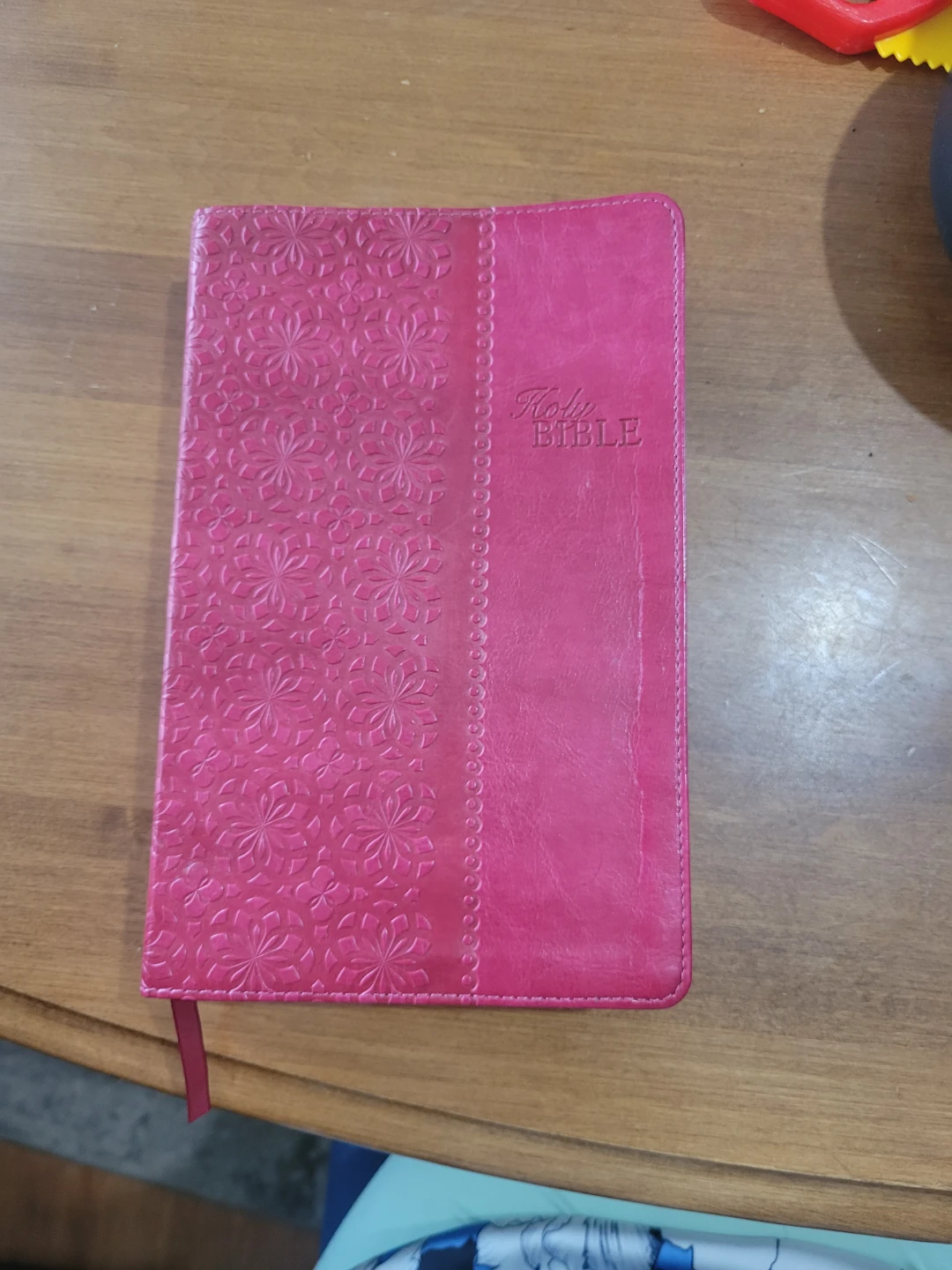 Dark Pink/Red Imitation Leather Holy Bible