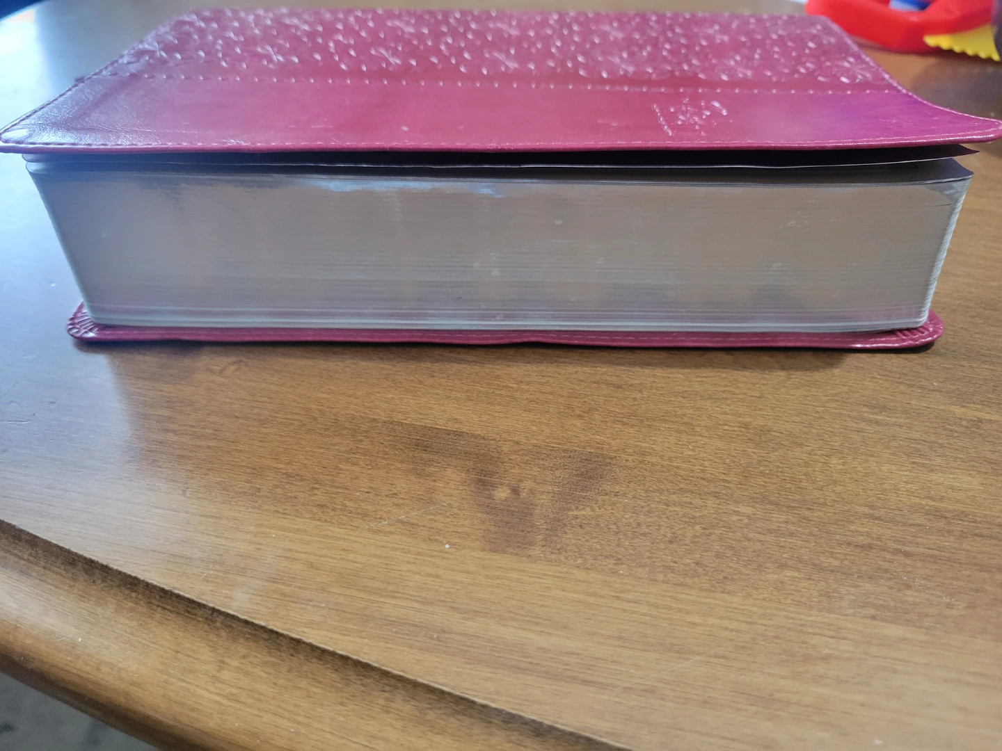 Dark Pink/Red Imitation Leather Holy Bible - photo 3