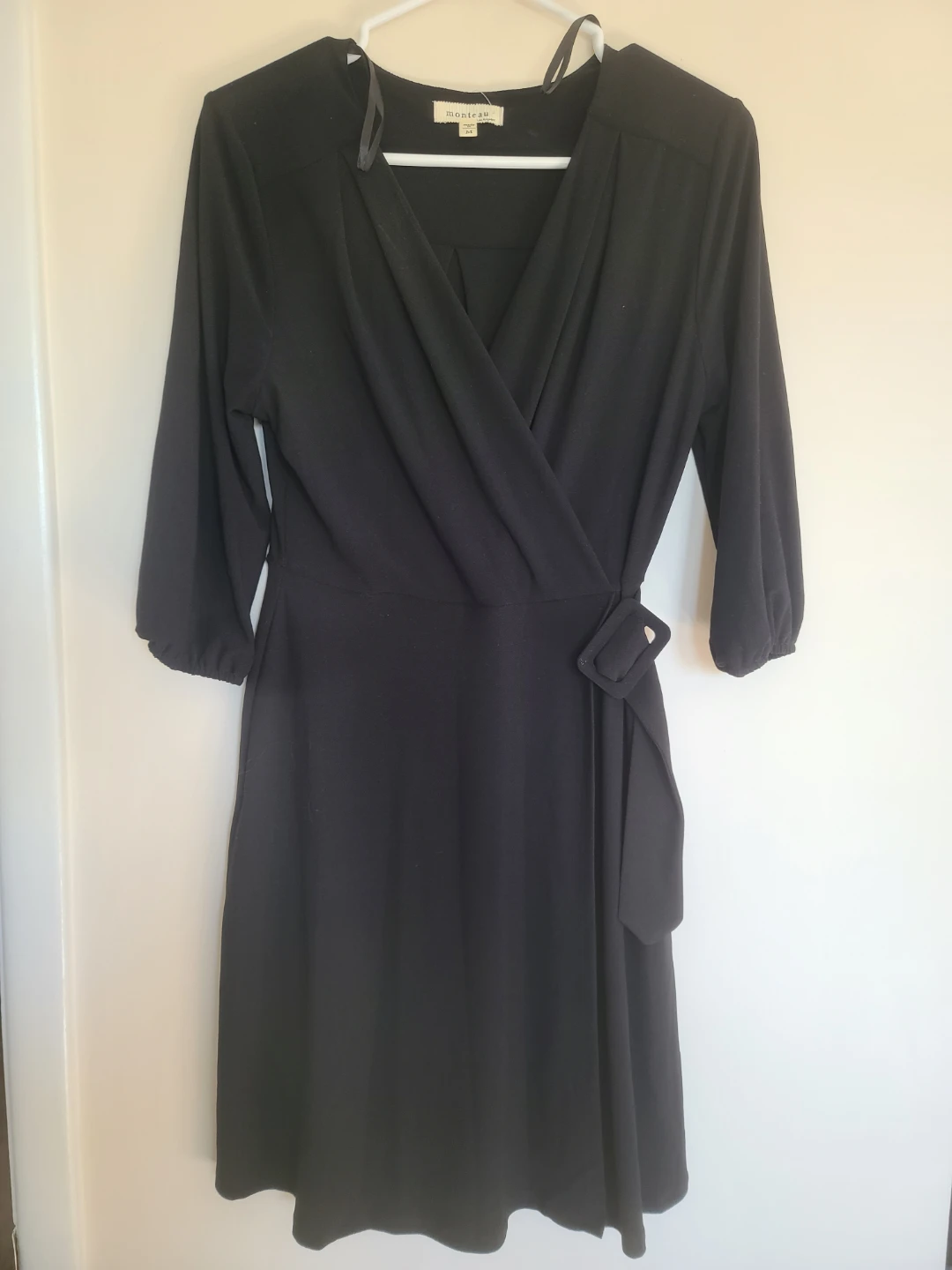 Monteau Black Wrap Dress Size M