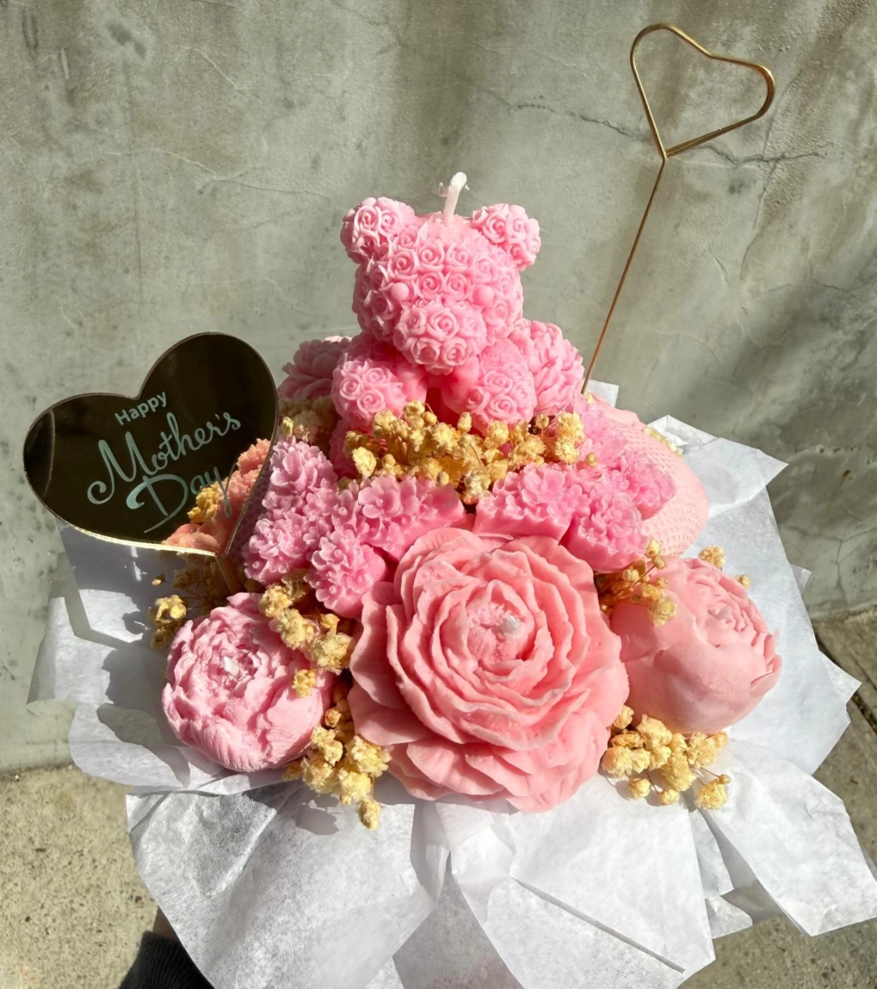 Mother's Day Bear and Flower Scented Candle Arrangement - photo 3