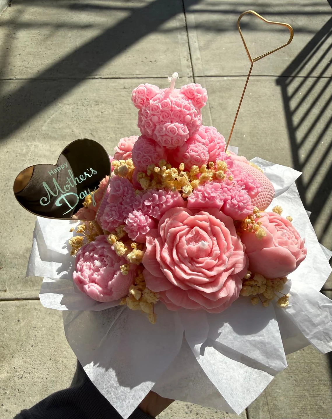 Mother's Day Bear and Flower Scented Candle Arrangement - photo 4