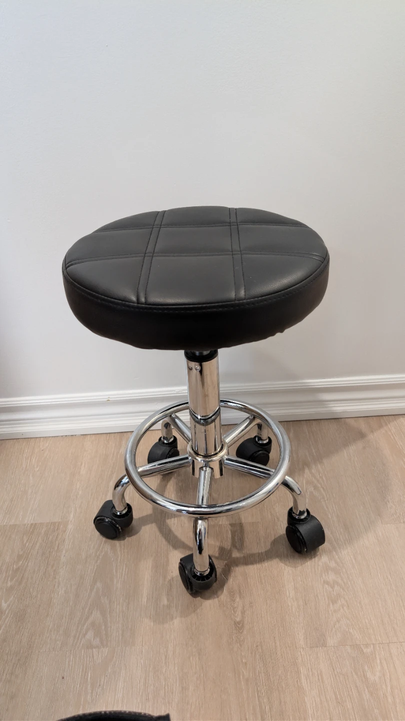 Black Adjustable Rolling Stool - photo 2