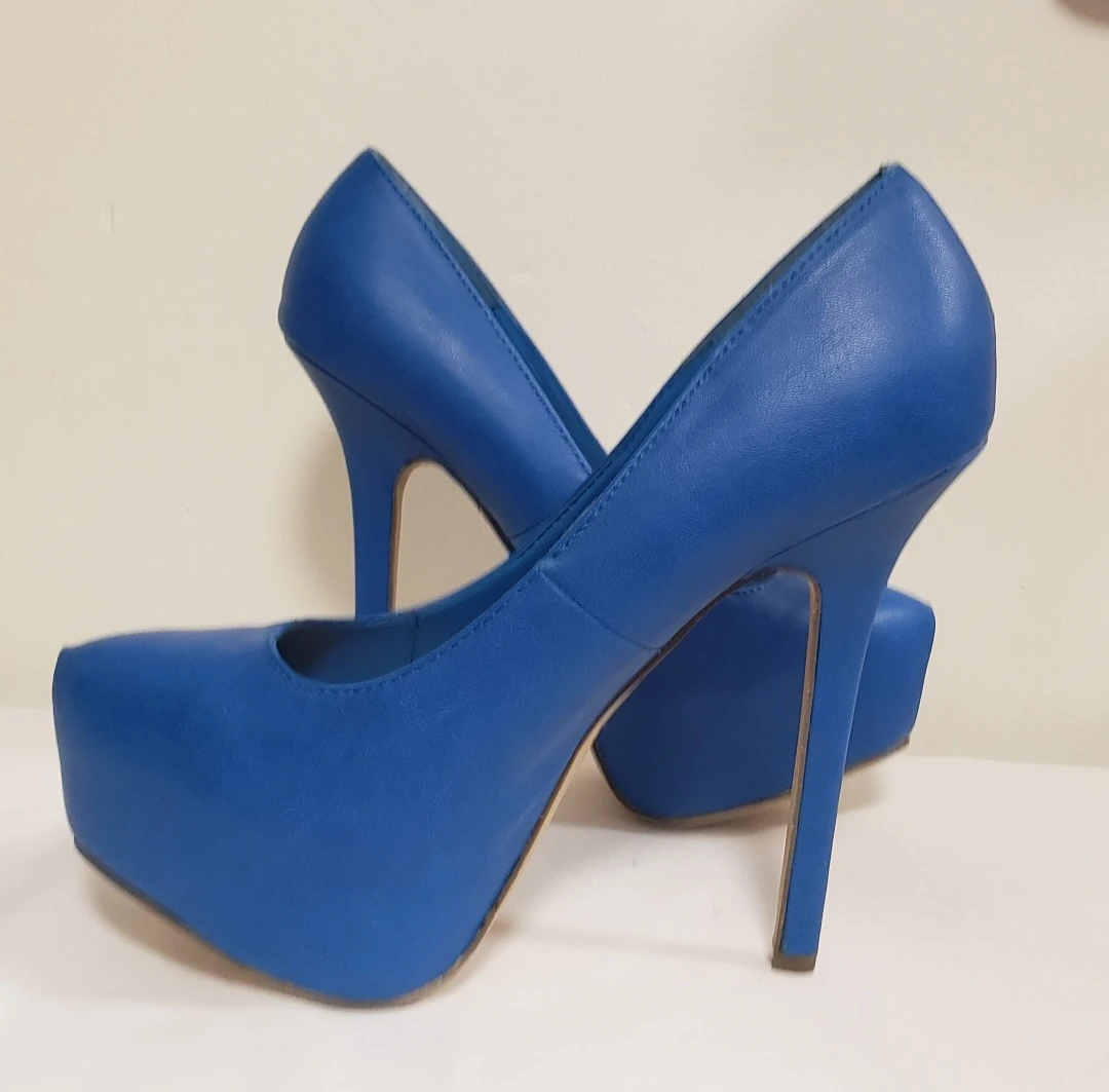 Brand new Women's Platform High Heels Blue Pump Size 8 - photo 2