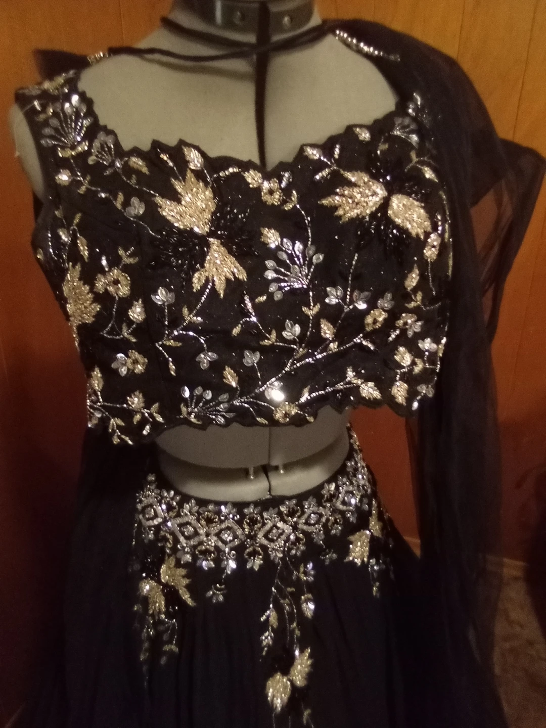 Black Embellished Lehenga with Dupatta - photo 4