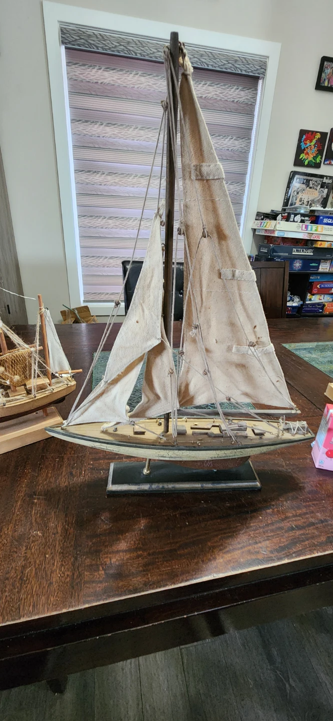 Two Wooden Sailboat Models - photo 3