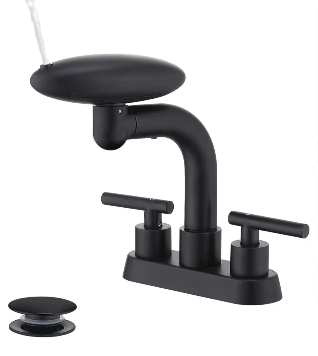 Matte Black Bathroom Sink Faucet - 4 Spray Modes & Pop-Up Drain - photo 4