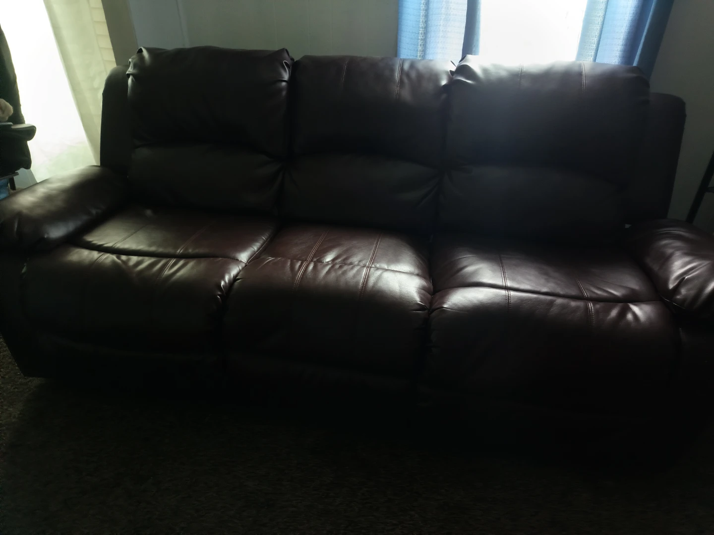 Dark Brown Faux Leather Reclining Sofa