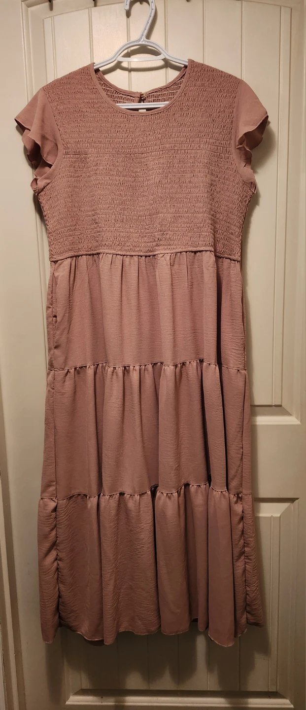 Coloody Pink Tiered Smocked Dress 2XL
