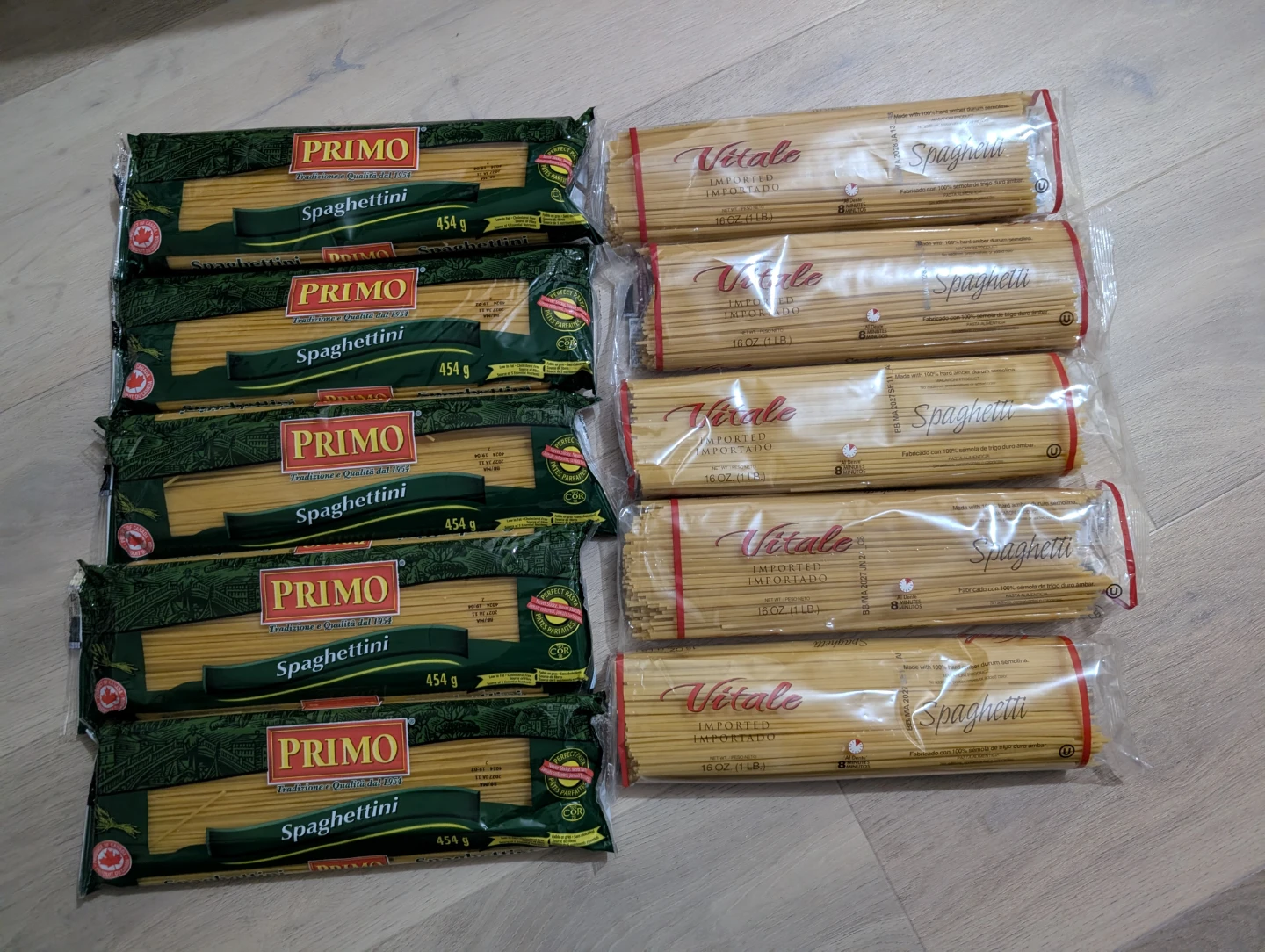 5 Primo Spaghettini and 5 Vitale Spagetti