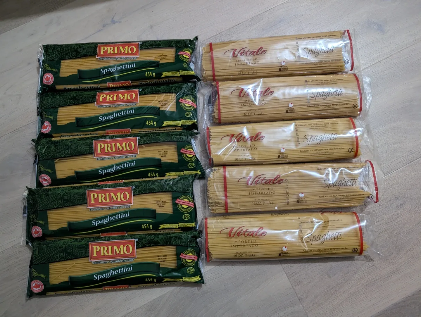 5 Primo Spaghettini and 5 Vitale Spagetti