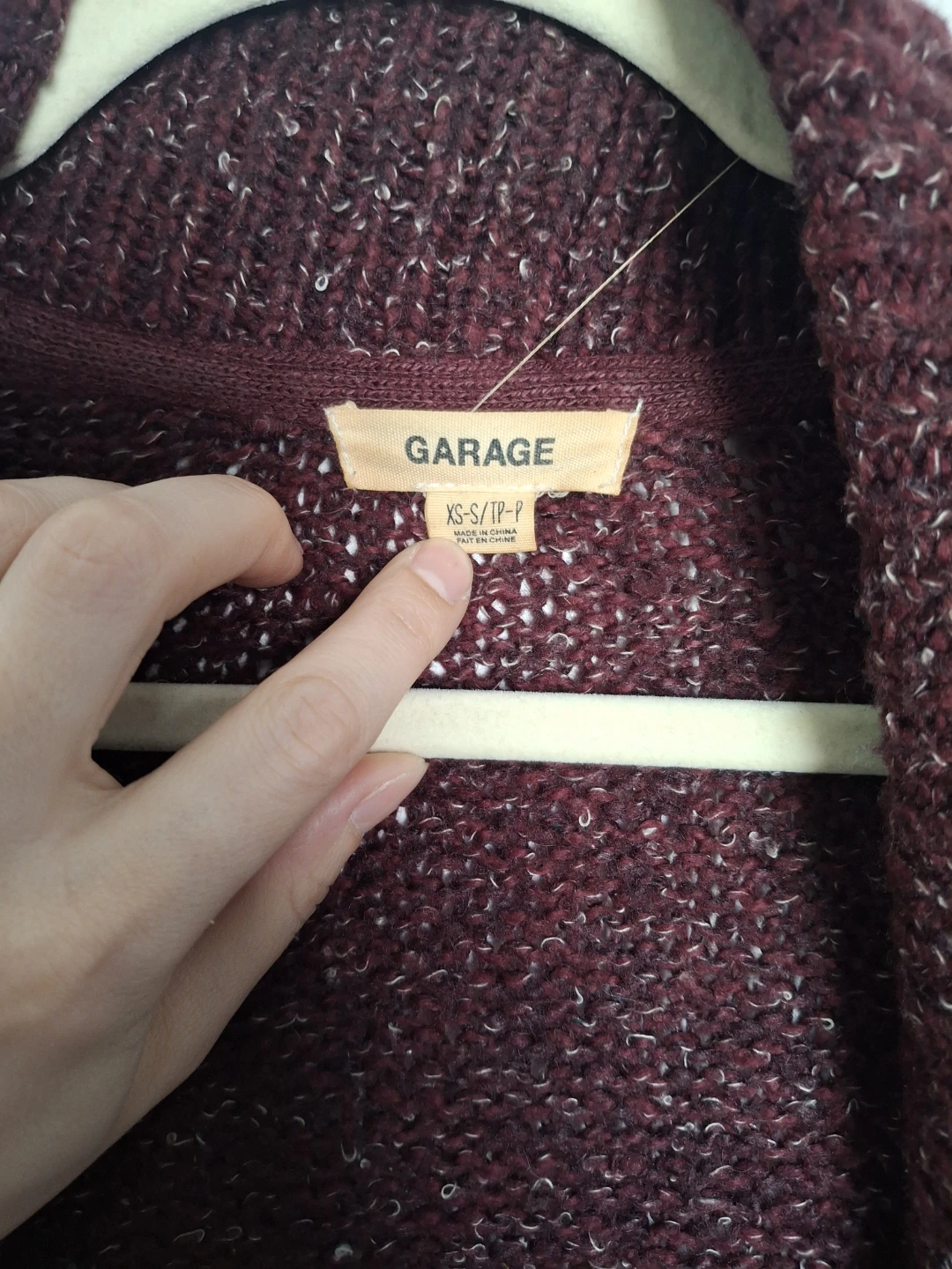 GARAGE Women's Cardigan XS Burgundy Speckled - photo 3