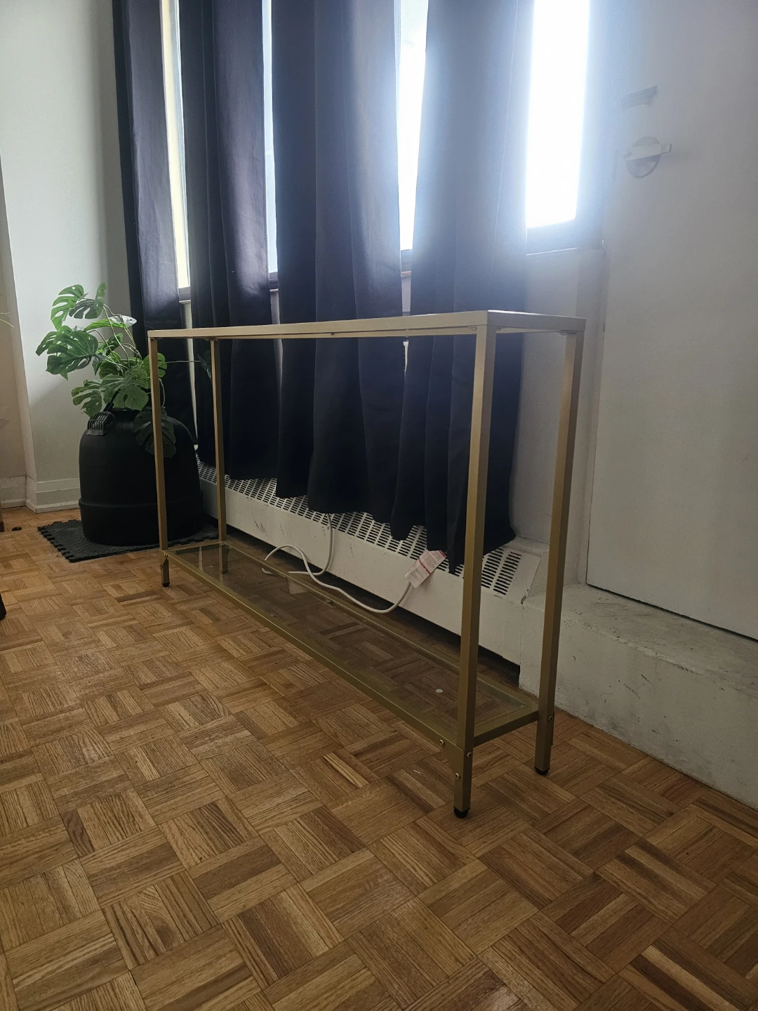 Gold Console Table with Glass Top