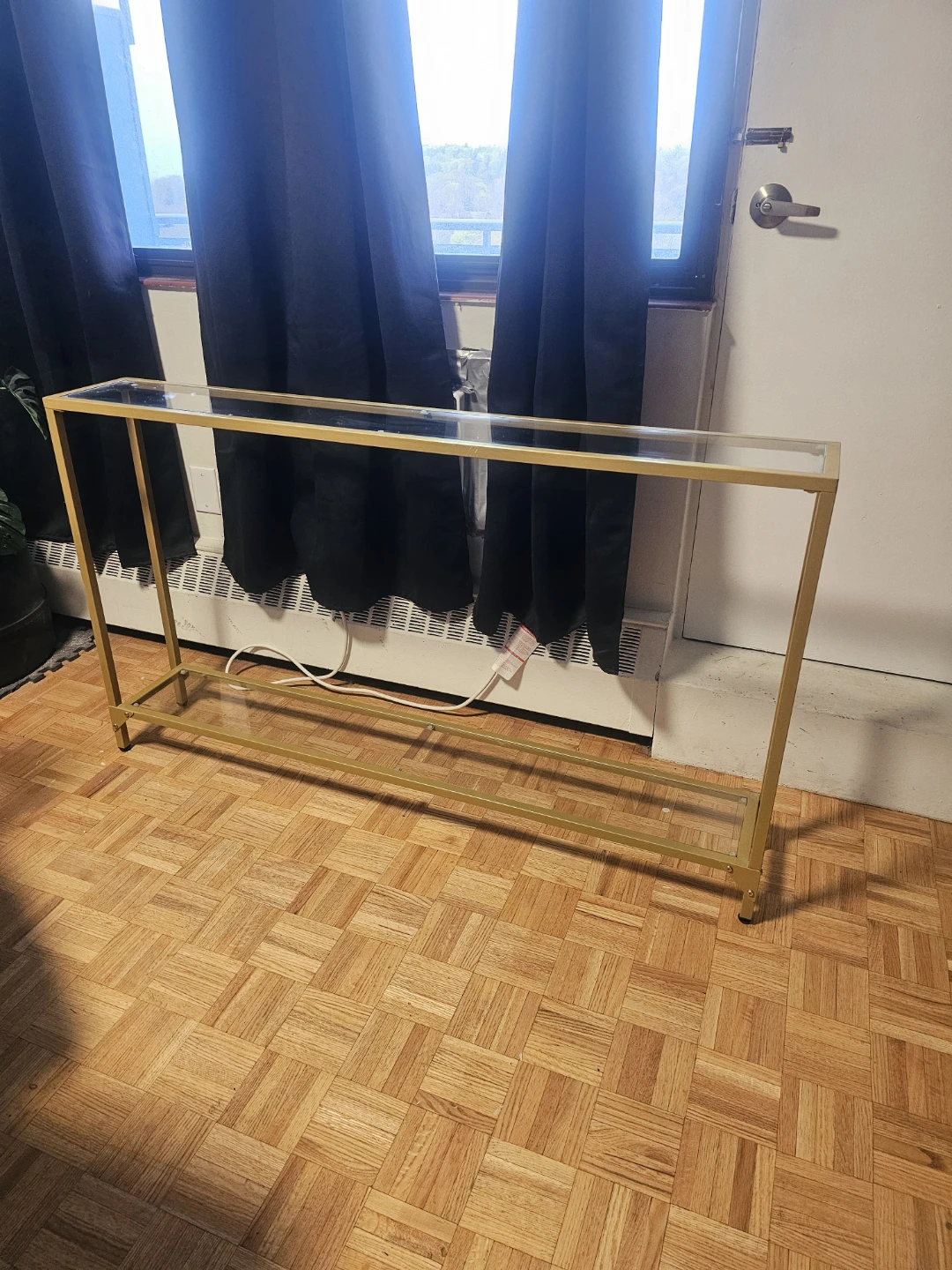 Gold Console Table with Glass Top - photo 2