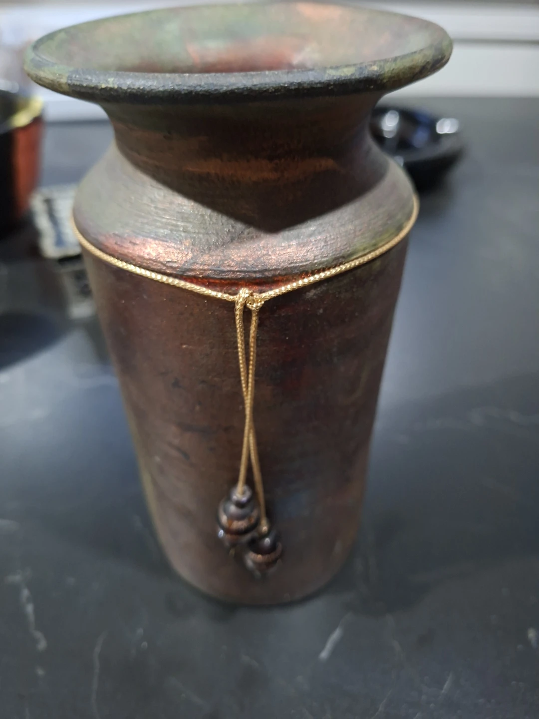 Decorative Ceramic Vase with Gold Toned Accents