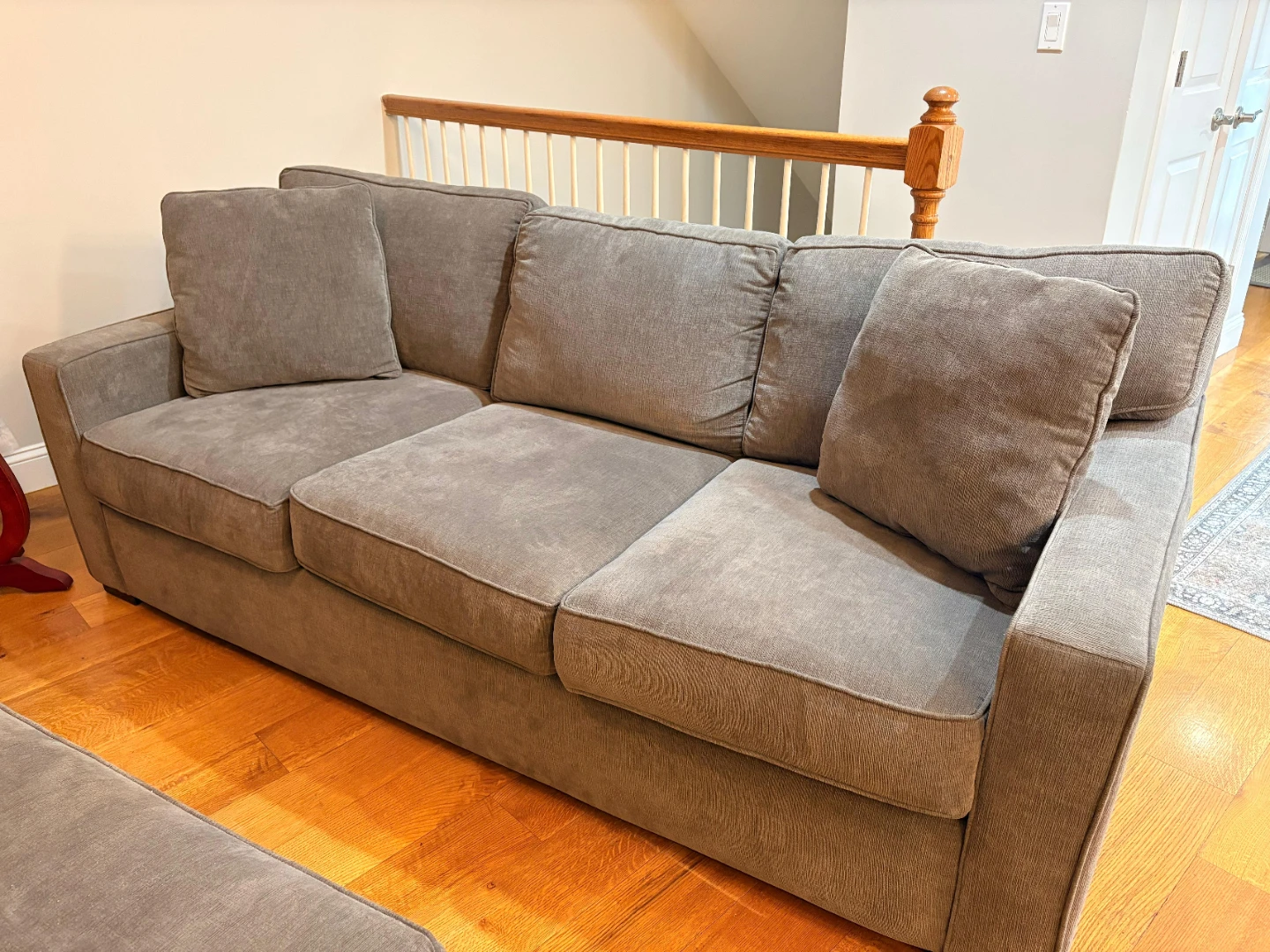 Gray Fabric Armchair with Ottoman - photo 4