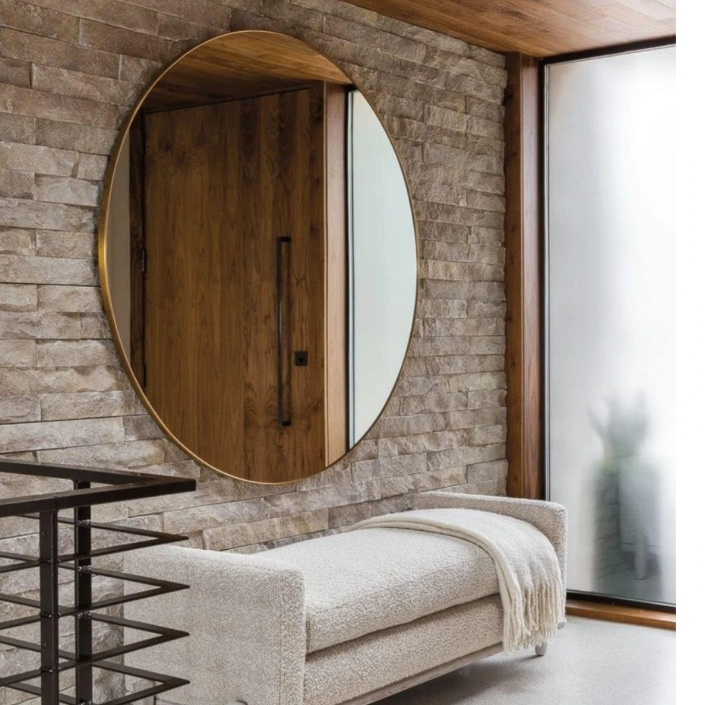 Large Round Gold Wall Mirror