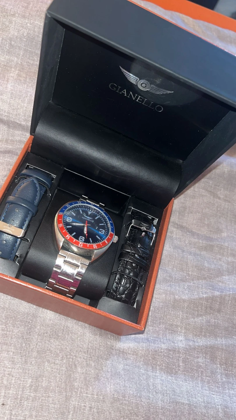Gianello Watch Set with Blue and Black Straps