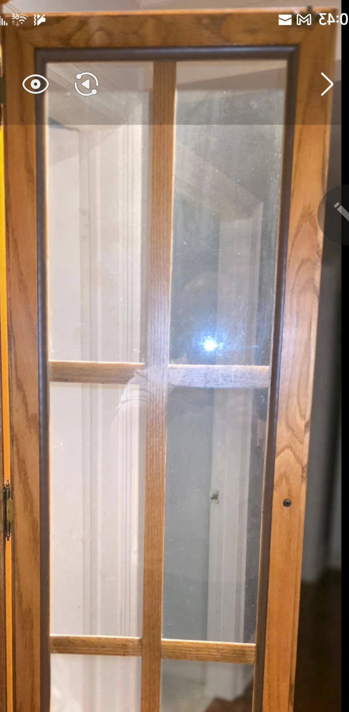 Wooden Display Cabinet with Glass Doors and Drawers