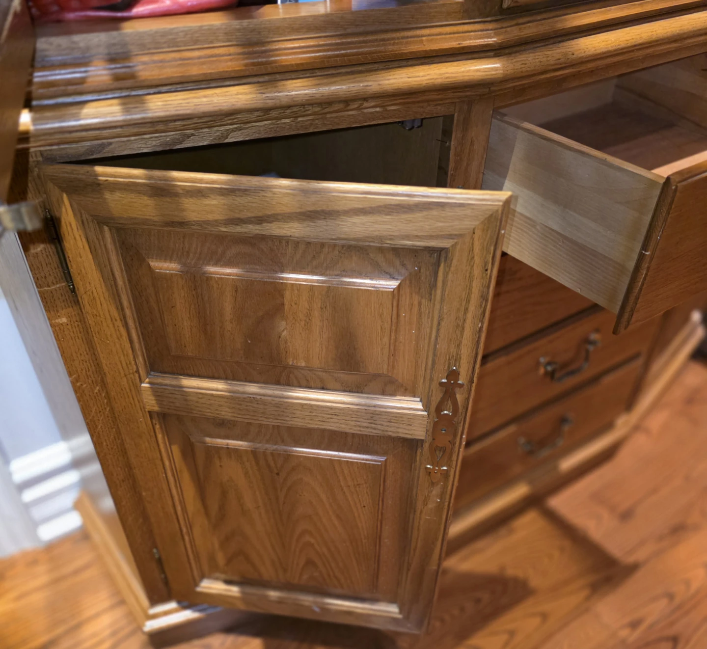 Wooden Display Cabinet with Glass Doors and Drawers - photo 5