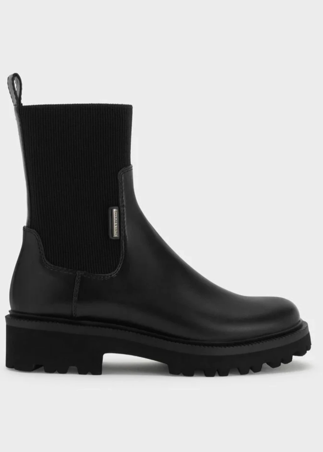 Charles & Keith Black Sock Boots