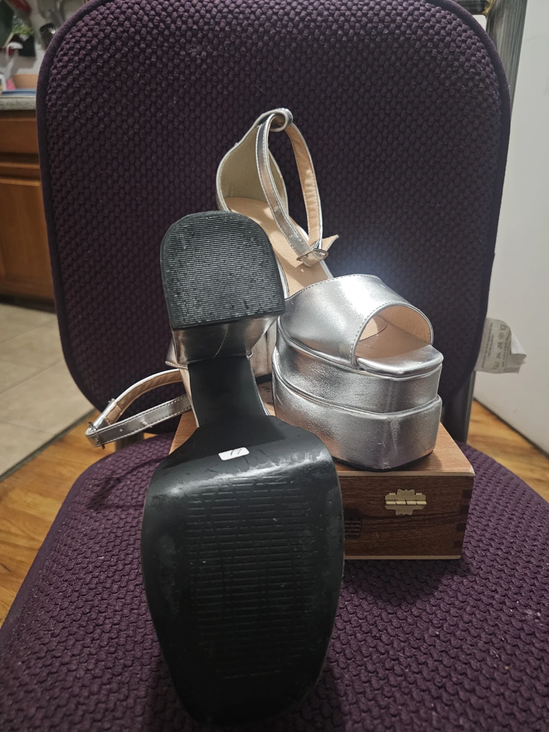 Silver Platform Chunky Heel Sandals - photo 2