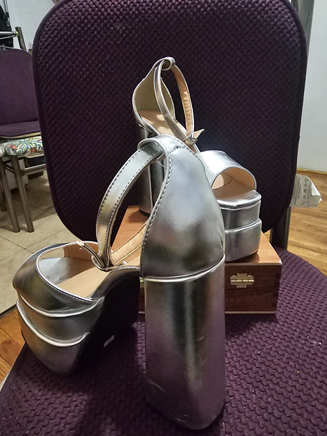 Silver Platform Chunky Heel Sandals - photo 3