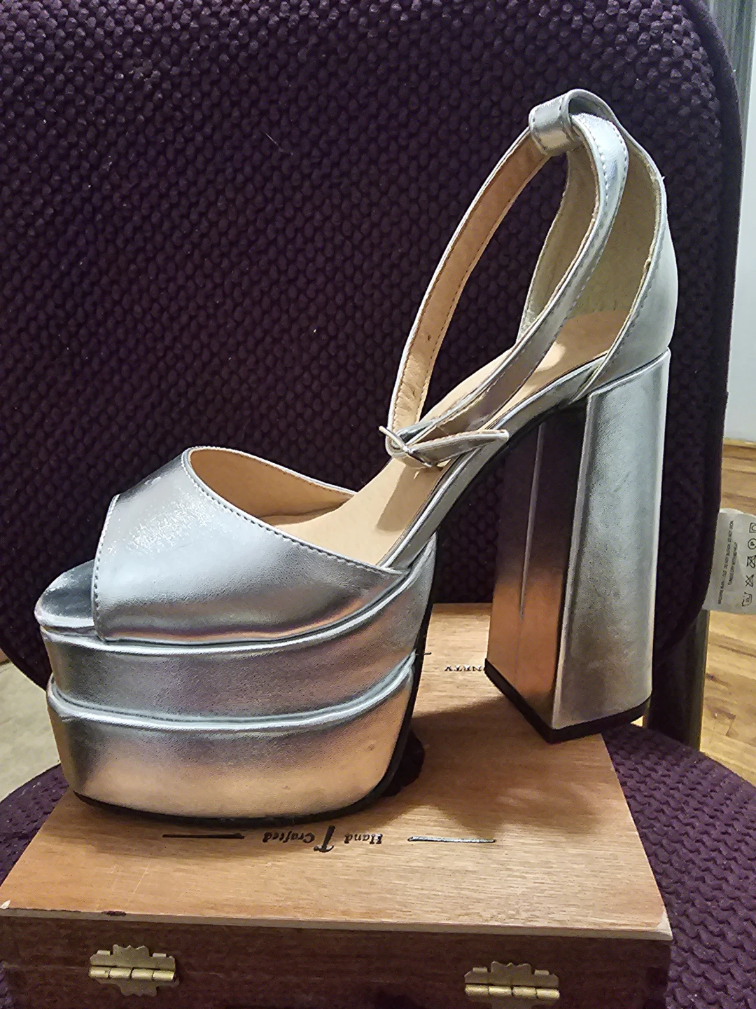 Silver Platform Chunky Heel Sandals - photo 4