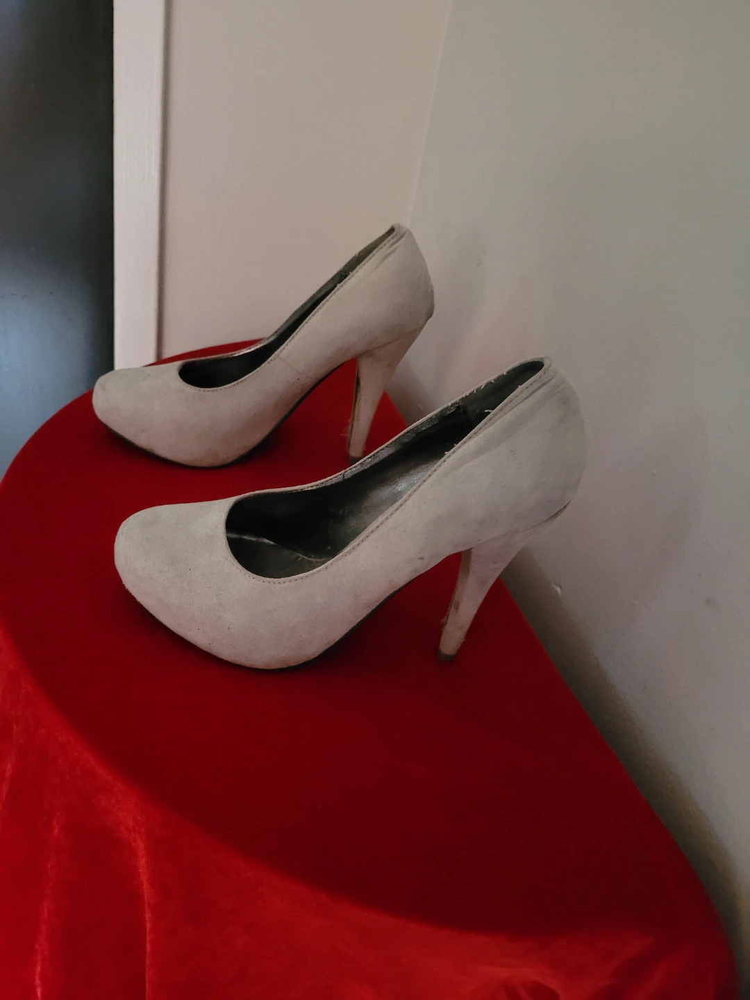 Light Grey Suede Pumps