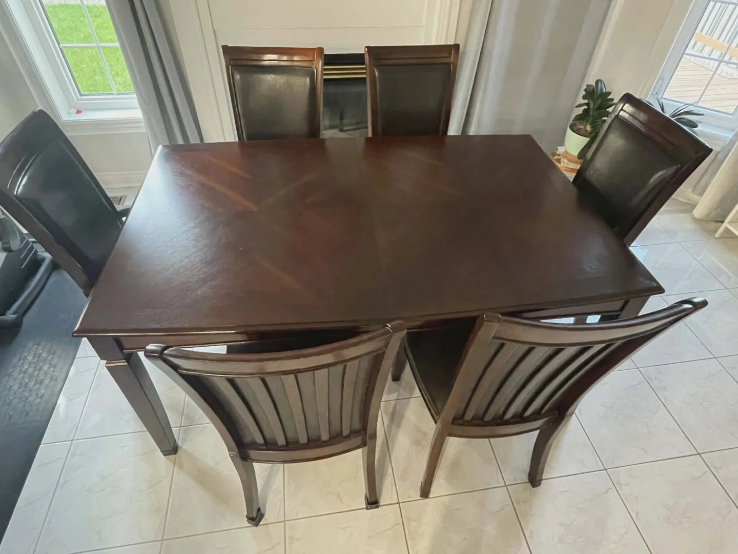 Dark Wood Dining Table with 6 Chairs - photo 3
