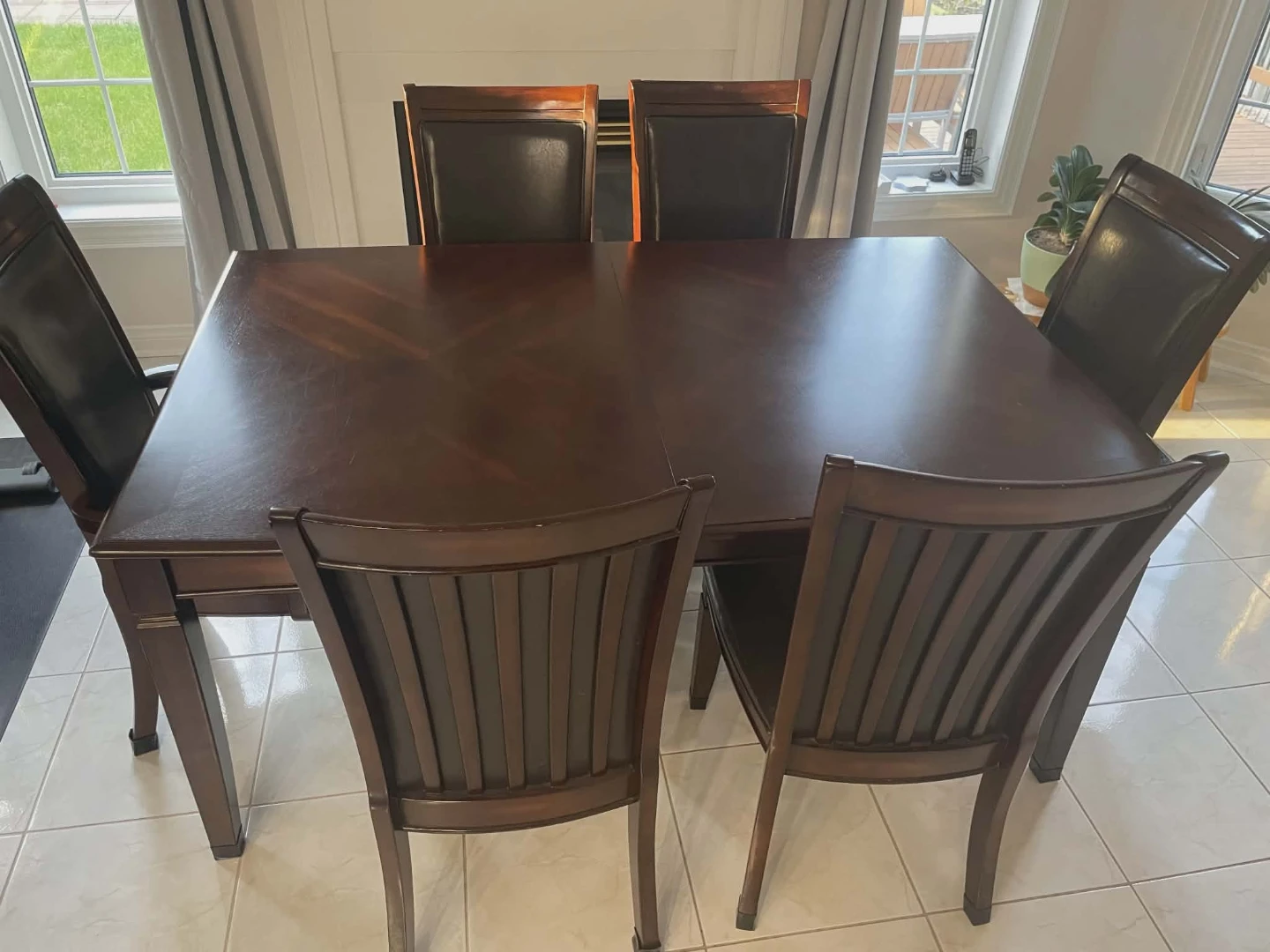 Dark Wood Dining Table with 6 Chairs - photo 4