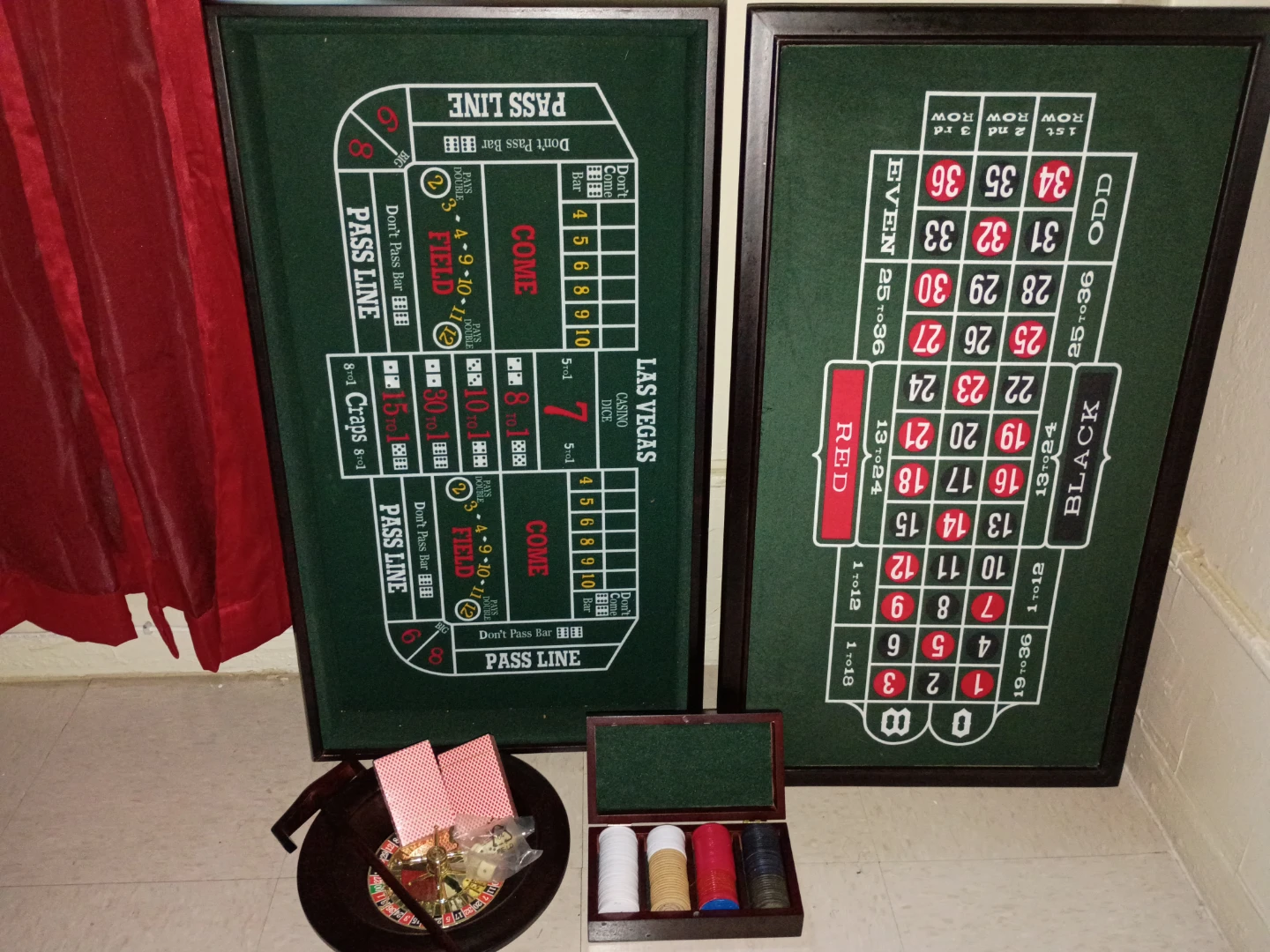 Casino Game Set - Roulette Wheel, Chips, Cards & Dice