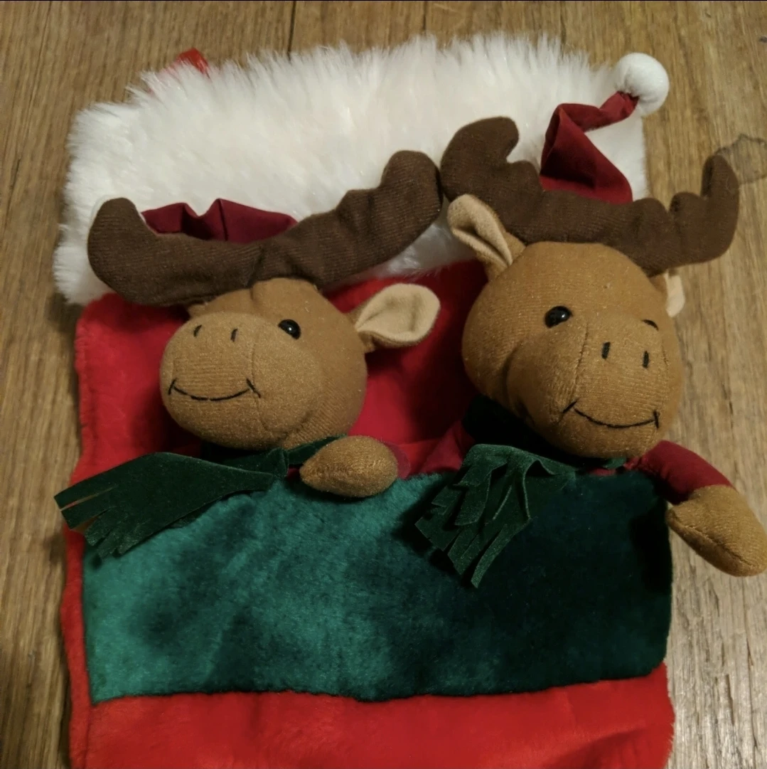 Christmas Stocking with Two Moose Decorations - photo 3