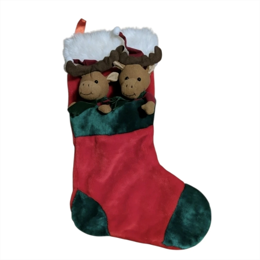 Christmas Stocking with Two Moose Decorations - photo 4