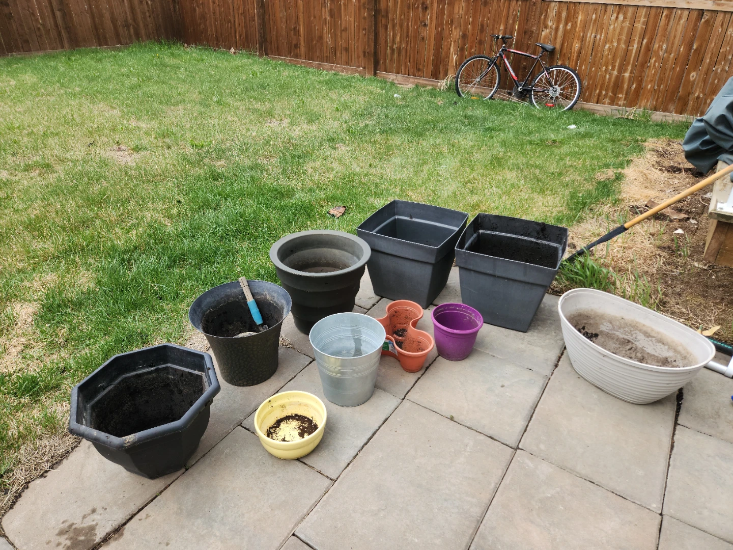 Assorted Black Plastic Planters