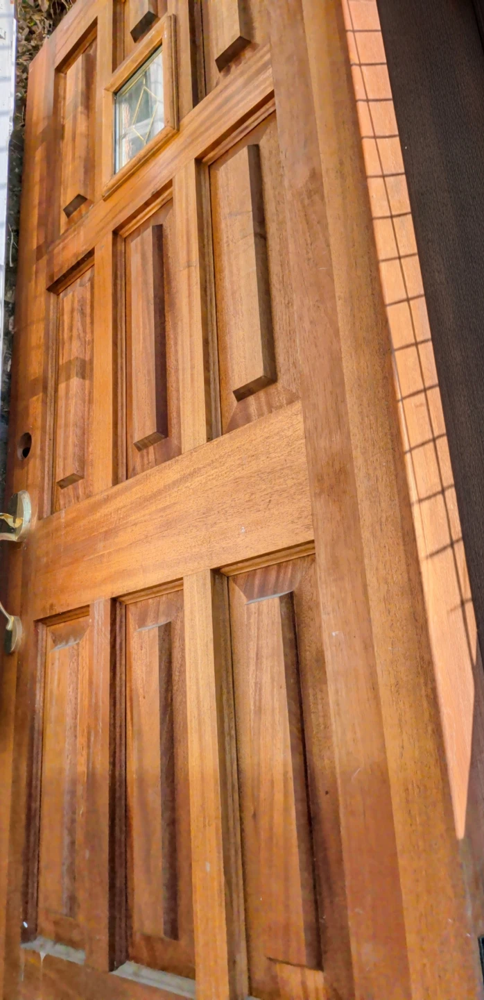 Solid Mahogany Hardwood Door with Brass Handle