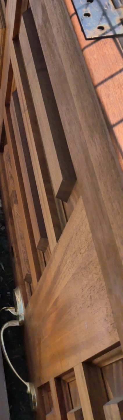 Solid Mahogany Hardwood Door with Brass Handle - photo 2