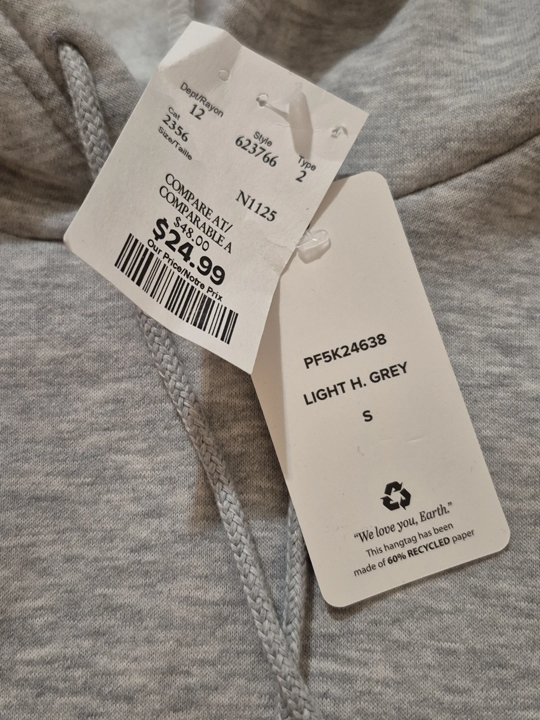 BNWT)Light Grey Hoodie Size Small - photo 2