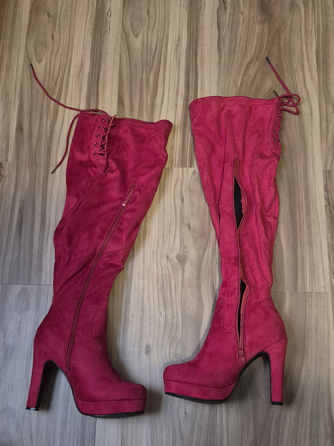 Torrid Red Suede Over-the-Knee Boots Size 9.5 - photo 2