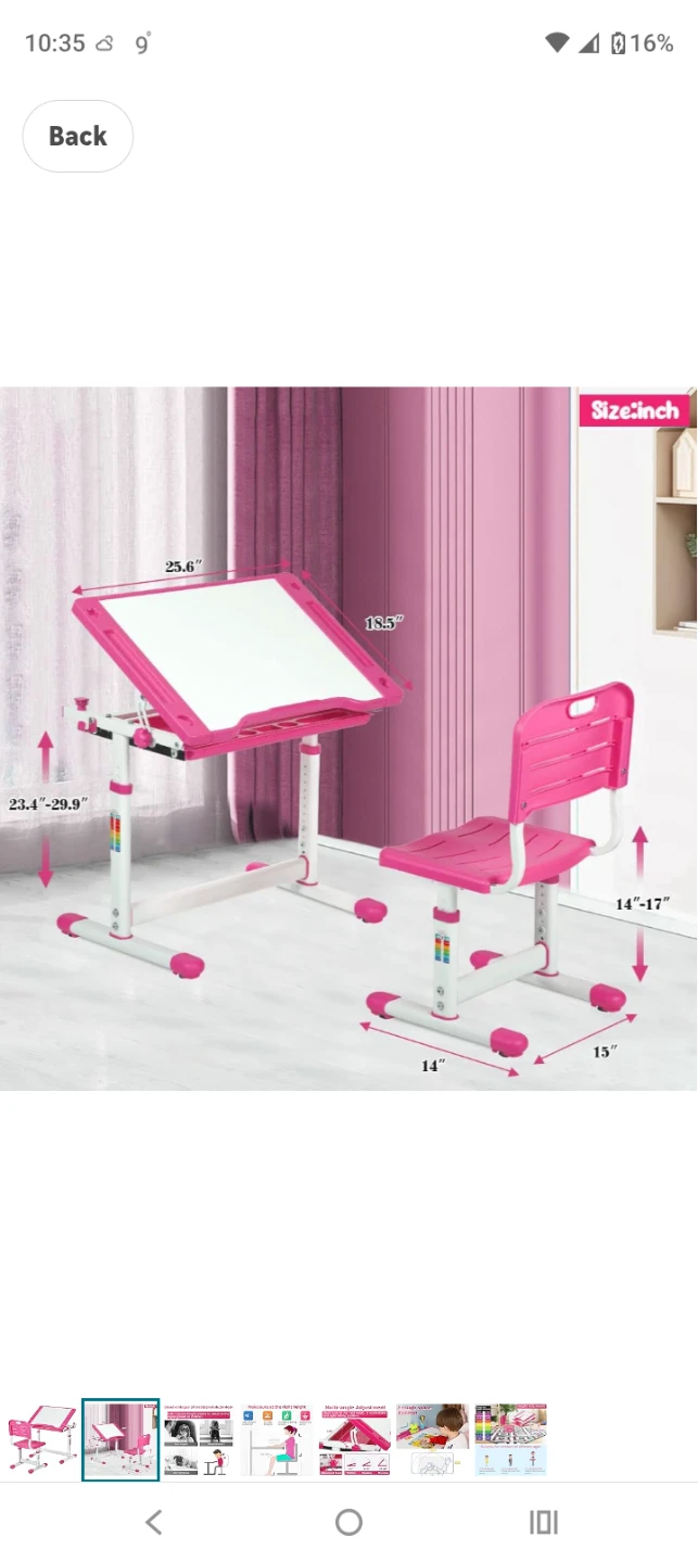 Height Adjustable Kids Study Desk and Chair Set