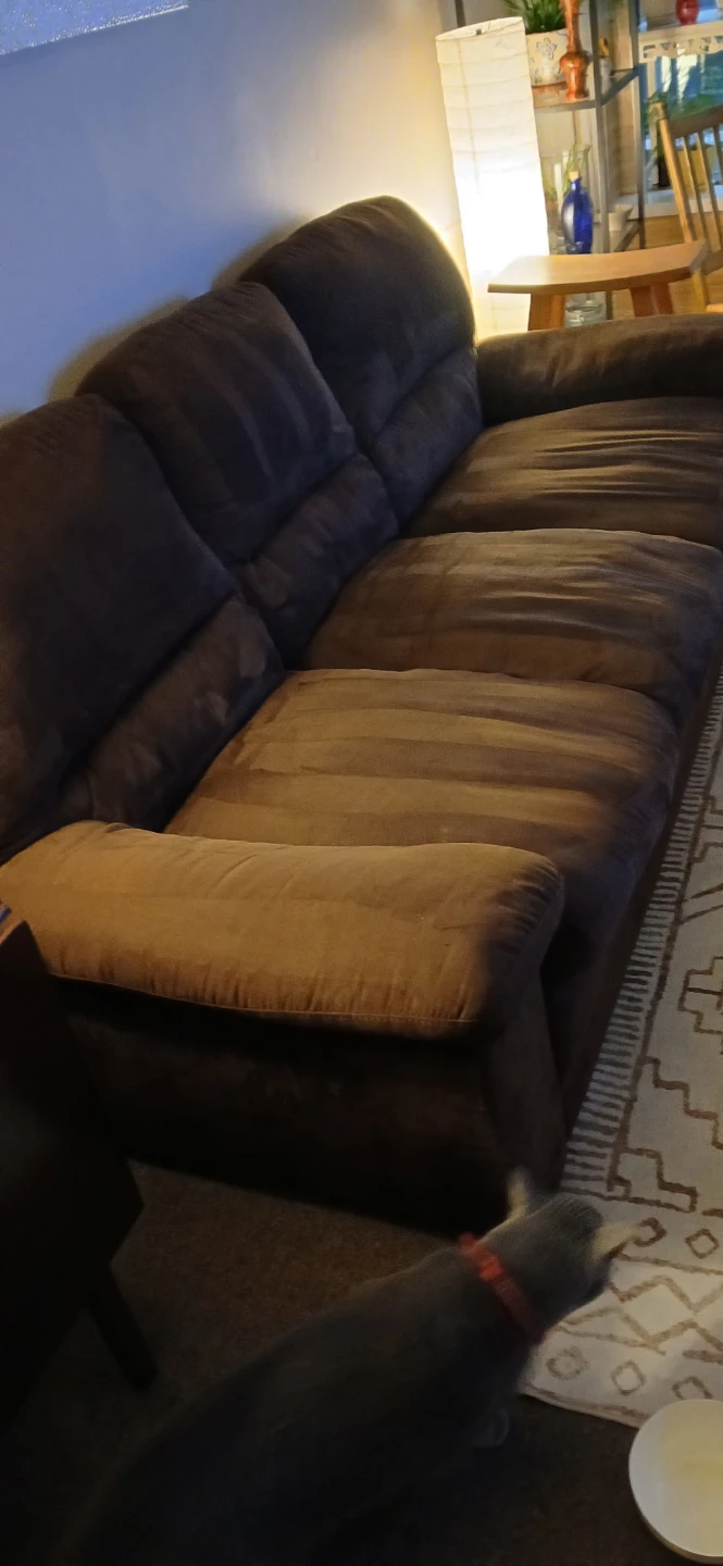 Brown Suede 3-Seater Sofa - photo 2