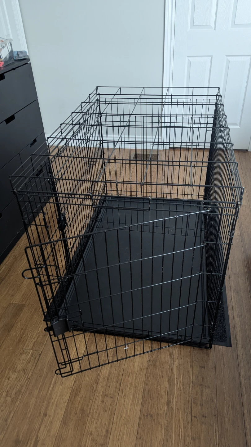 Durable, Foldable Metal Wire Dog Crate with Tray, Double Door,