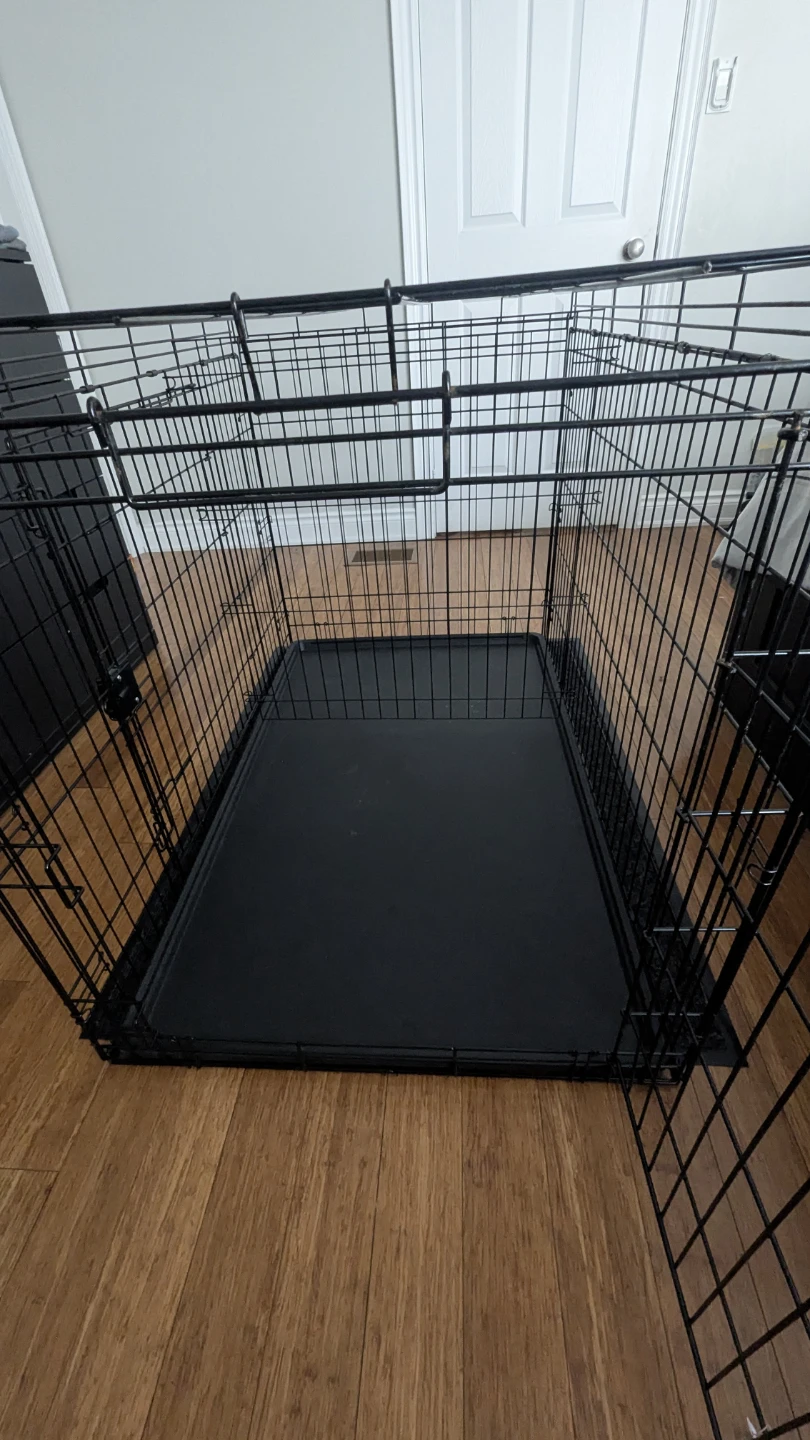 Durable, Foldable Metal Wire Dog Crate with Tray, Double Door, - photo 2