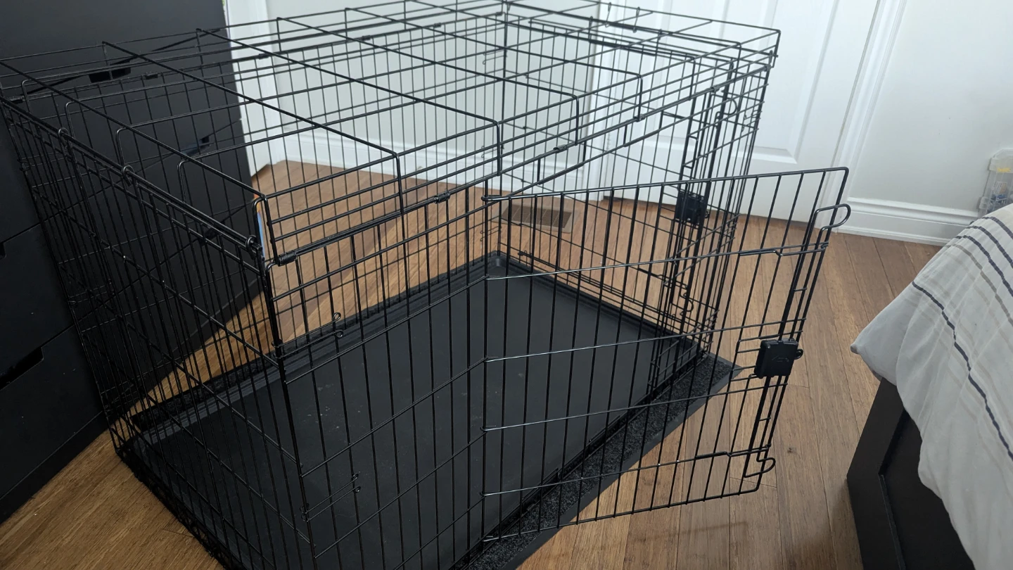 Durable, Foldable Metal Wire Dog Crate with Tray, Double Door, - photo 3