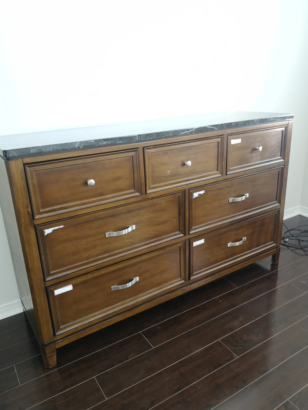 Brown Dresser with Marble Top