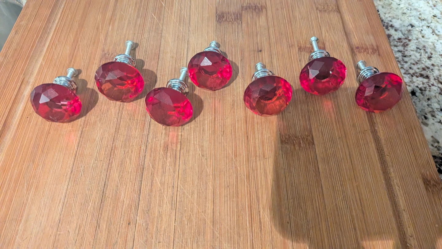 Set of 7 Red Crystal Drawer Knobs