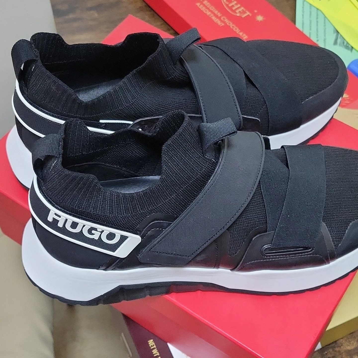 HUGO BOSS Men's Black Knit Slip-On Sneakers Size 12 - photo 3