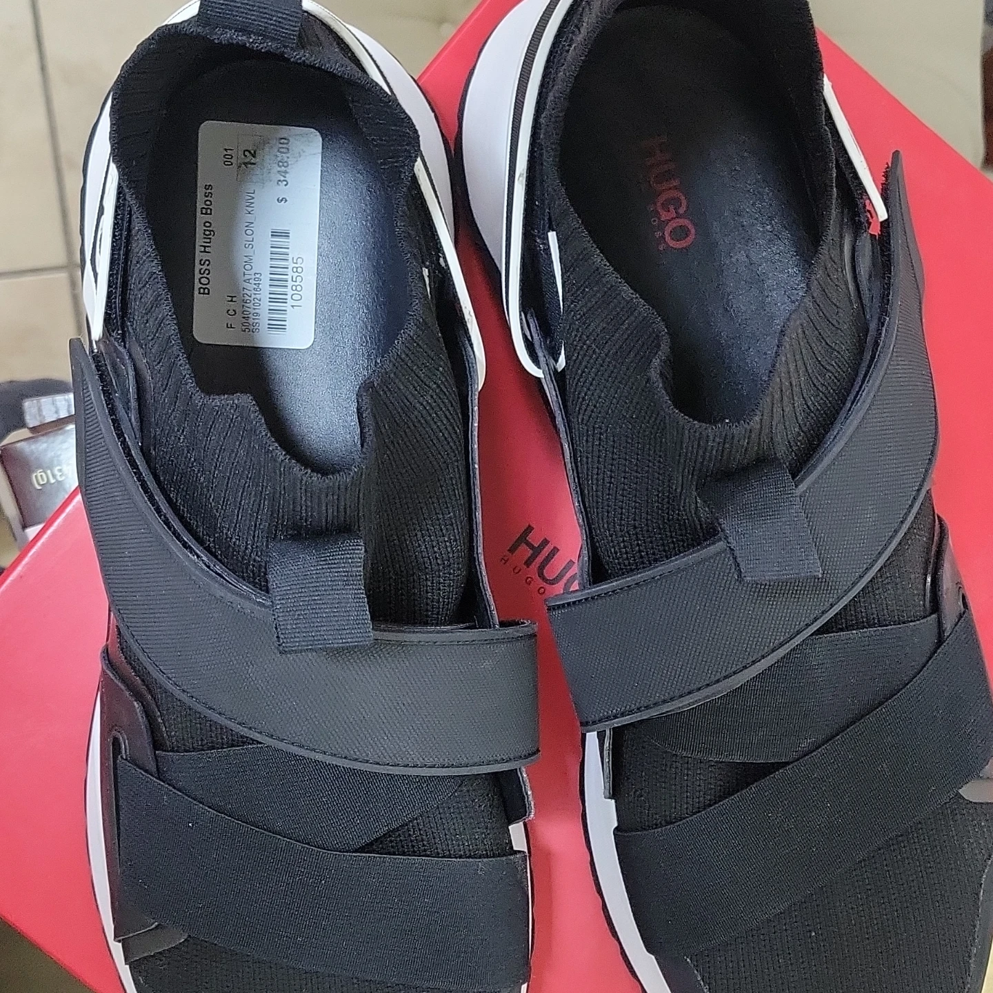 HUGO BOSS Men's Black Knit Slip-On Sneakers Size 12 - photo 4
